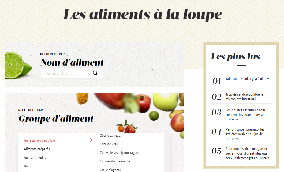 Table de Composition Nutritionnelle des Aliments | Zéro ...